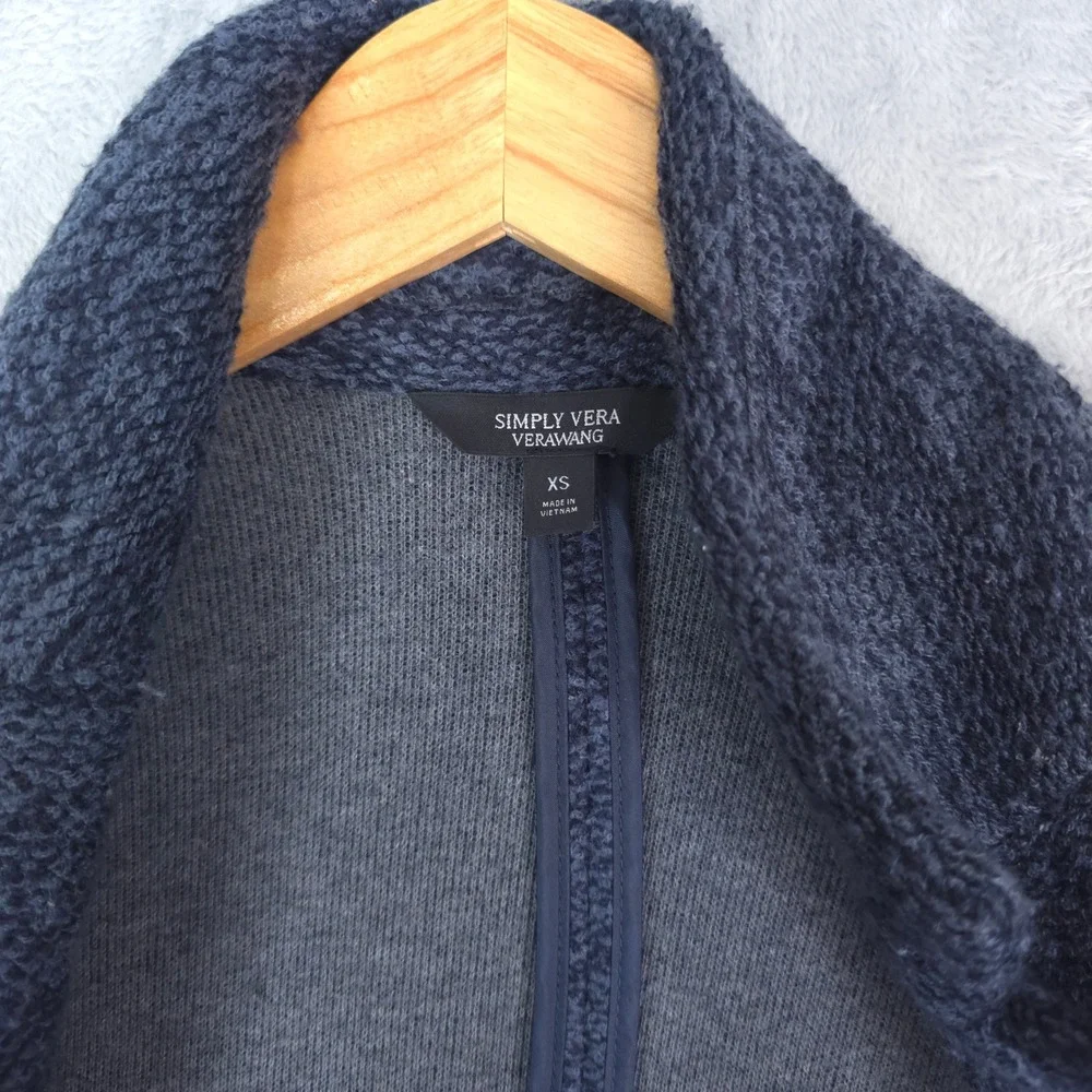 Simply Vera Vera Wang Cardigan Women XS Blue Open Front Textured Knit Sweater